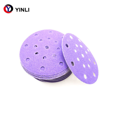 Disco de lixamento cerâmico roxo da zircônia do gancho e do laço 6 grão de lixamento dos discos 80 da polegada